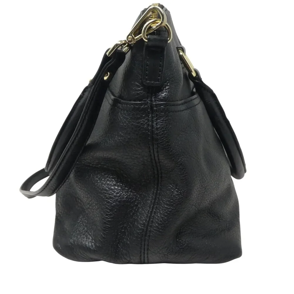 Calvin Klein Black Leather Gold‎ Lock Satchel Shoulder Bag Purse